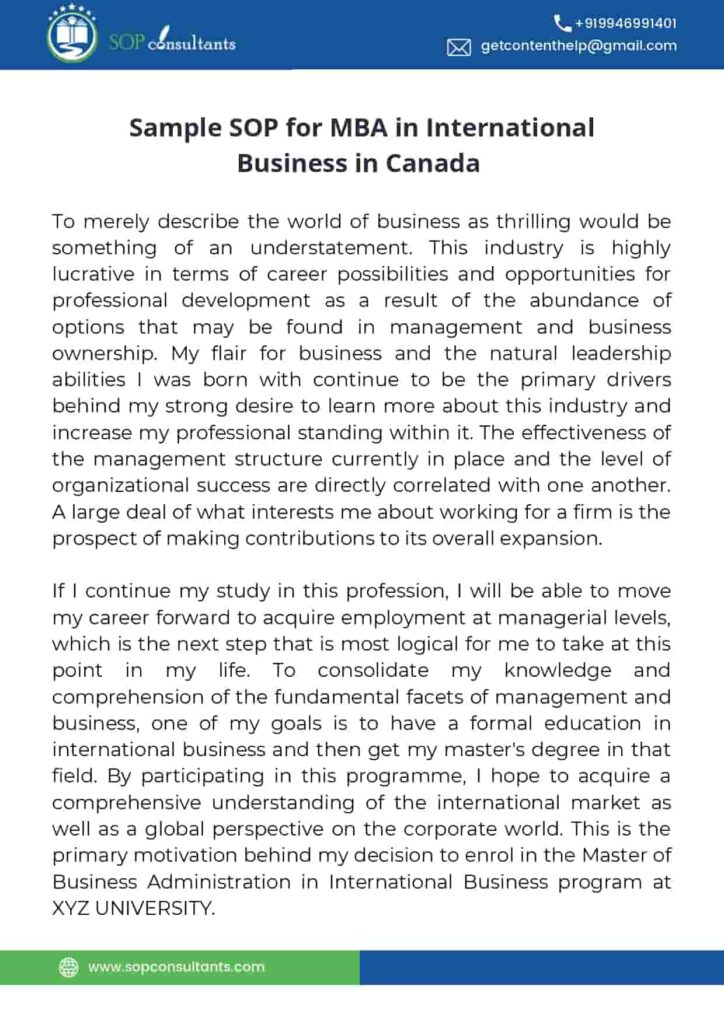 personal statement for mba in canada